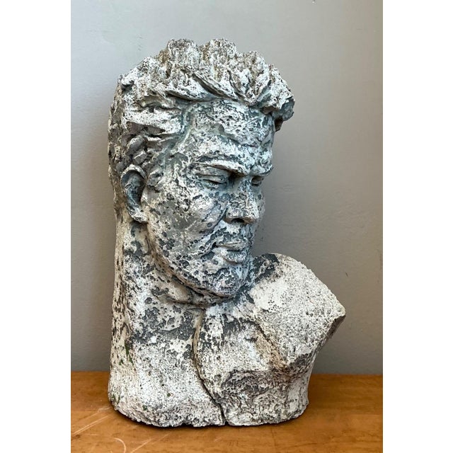 Vintage Weathered Stone Bust Wall Sculpture For Sale - Image 10 of 14