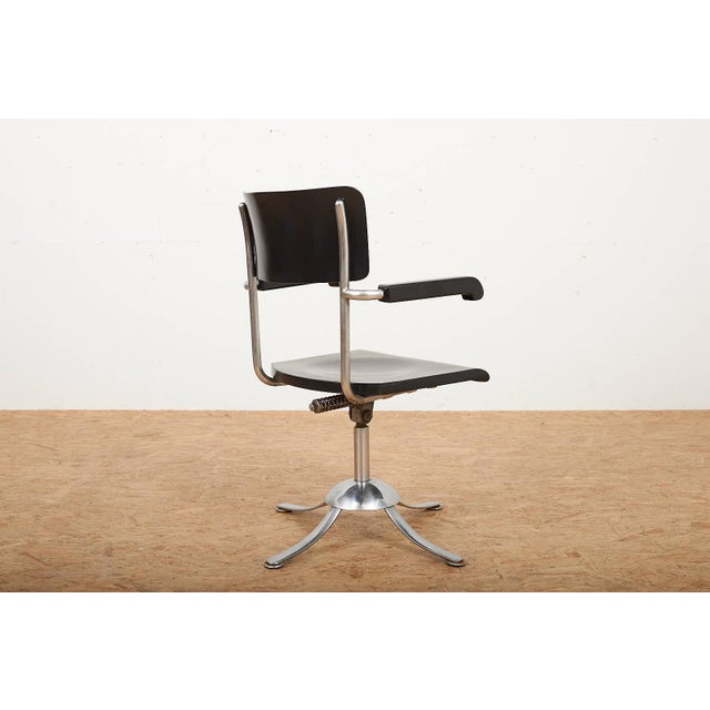 Metal Swivel Desk Chair with Molded Plywood Seat and Back by Rudolf Vichr for Vichr a Spol, Prague, Former Czechoslovakia, 1930s For Sale - Image 5 of 13