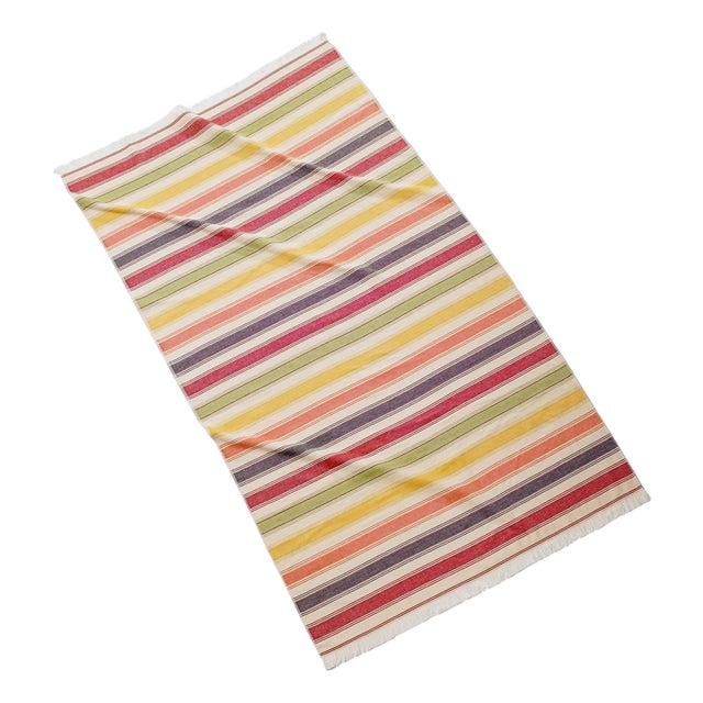 Pareo Fouta Striped Beach Towel, Citrus/Multicolor For Sale