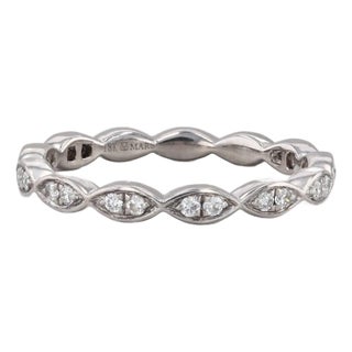 0.20ctw Diamond Band 18k White Gold Stackable Wedding Ring Size 6 For Sale