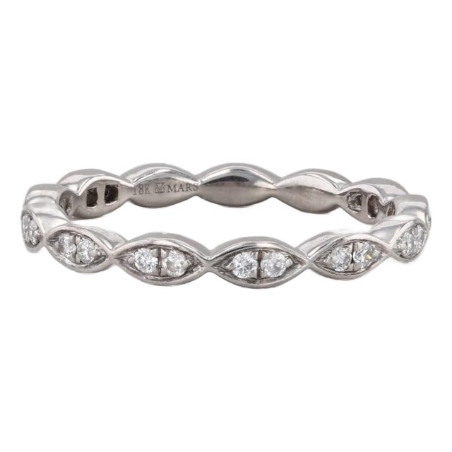 0.20ctw Diamond Band 18k White Gold Stackable Wedding Ring Size 6 For Sale