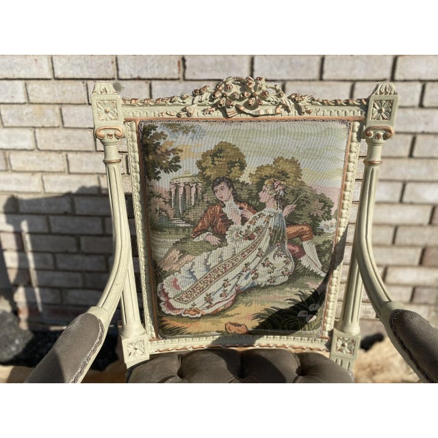 2020s Louis XV French Style Settee, Empire Walnut Armchair/Chair/Setee For Sale - Image 5 of 10