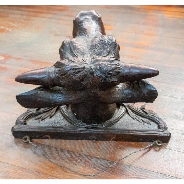 19th Century German Carved Black Forest Walnut Head of a Bull Cow For Sale - Image 10 of 18