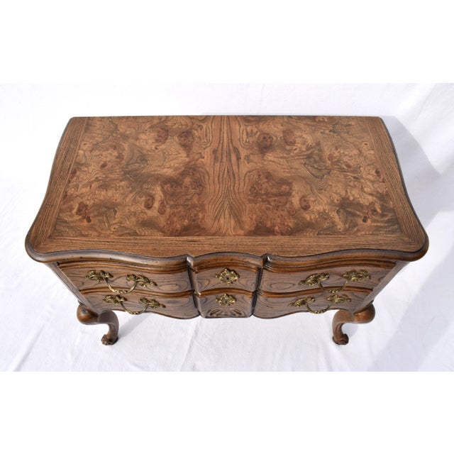 Baker Furniture French Louis XV Serpentine Commodes, Tiger Oak, 1960s For Sale - Image 10 of 12