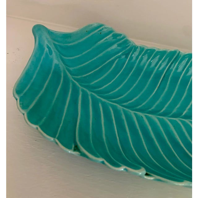 Ball-Jae of California Pottery Turquoise Leaf Serving Tray For Sale In Phoenix - Image 6 of 7