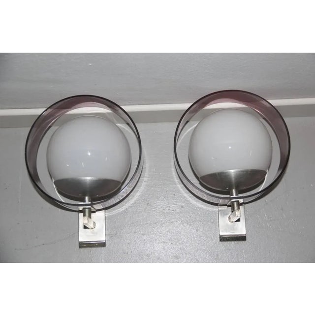 1960s Vintage Acrylic Glass & Aluminium Wall Lights from Stilux Milano, 1960s, Set of 2 For Sale - Image 5 of 6