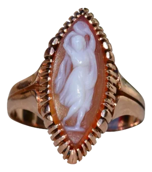 Antique Victorian 14K Rose Gold Navette Shaped Cameo Ring