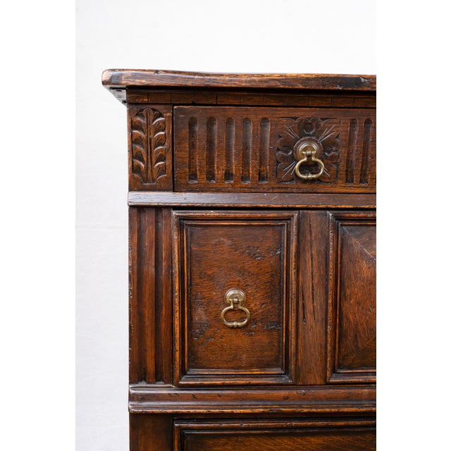 Early 20th Century Antique Carved Oak Chest For Sale - Image 5 of 13