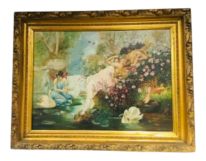 Antique Oil on Canvas Painting in Original Frame