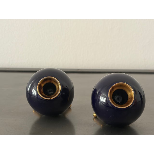 Ceramic Cobalt Candlesticks from Lindner Kueps Bavaria, Germany, 1950s, Set of 2 For Sale - Image 7 of 13