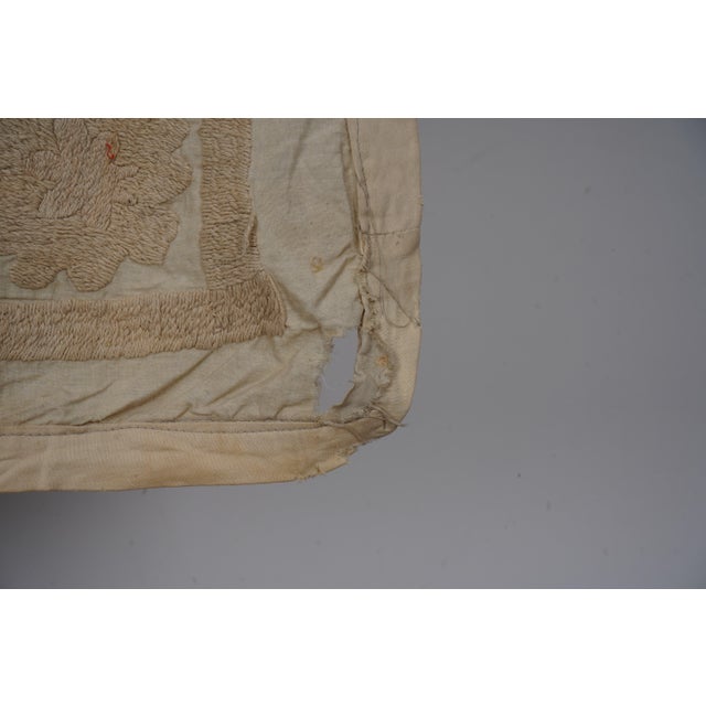 Textile Suzani Beige Tapestry - Pastel Color Uzbek Table Cloth For Sale - Image 7 of 10