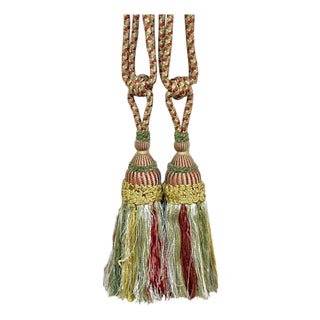 Pair Vintage French Passementerie Tassel Drapery Tiebacks For Sale