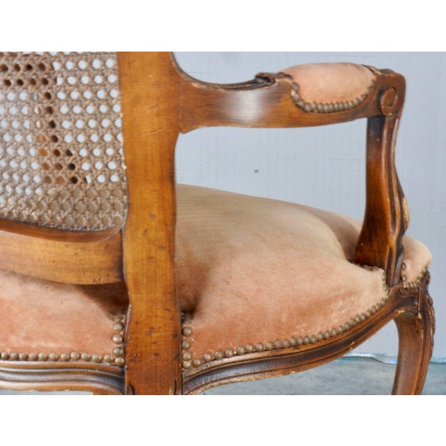 Wood Early 20th Century French Caned Back Fauteuil Armchair For Sale - Image 7 of 11