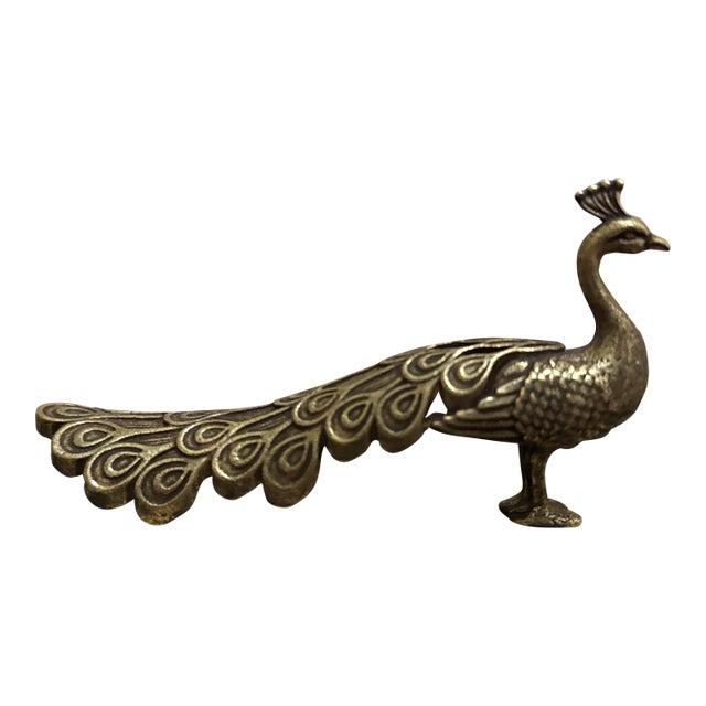 Vintage Brass Peacock Figurine For Sale