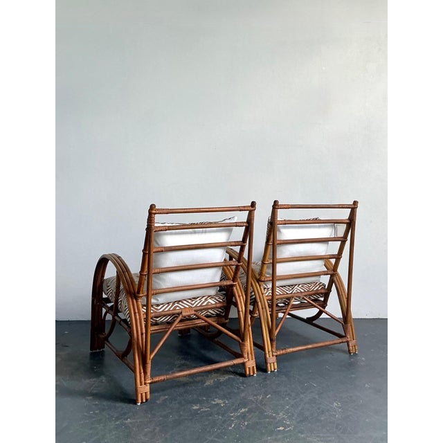 Chocolate Vintage Rattan Lounge Chairs in Alan Campbell “Zigzag” for Quadrille - A Pair For Sale - Image 8 of 15
