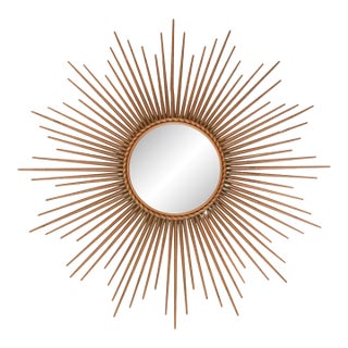 1960s Brass Sunburst Mirror by Chaty Villauris For Sale
