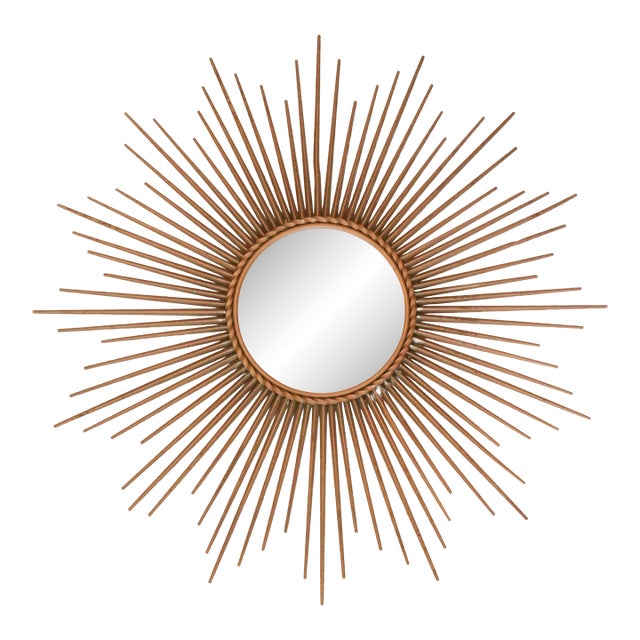 1960s Brass Sunburst Mirror by Chaty Villauris For Sale
