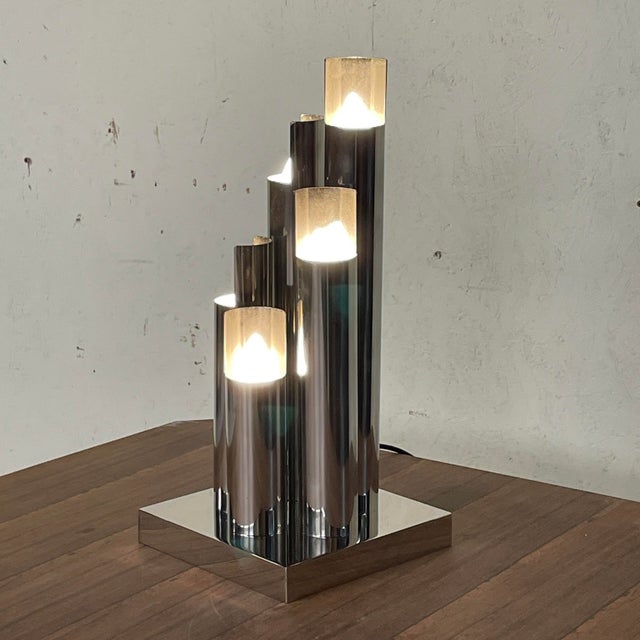 Silver Space Age Table Lamp with Chrome Tubes by VM Designer, 1970s For Sale - Image 8 of 18