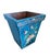 Vintage Balinese Hand-Painted Wood Cachepot or Trash Can | Teal & Lotus Motif For Sale - Image 4 of 9