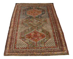 Antique Ghashghai Geometric Design Rug 6' X 4'
