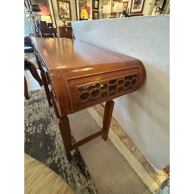 Carved Oak Vintage Asian Style Console Table For Sale - Image 15 of 15