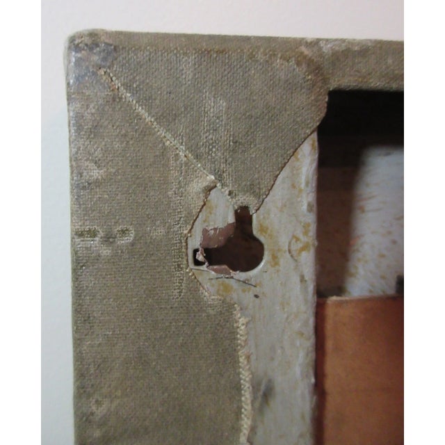 Share Vintage Handmade Repurposed Military Army Navy Canvas Square Green Wall Mirror For Sale - Image 11 of 12