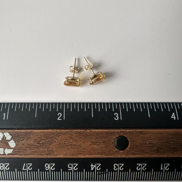 Early 21st Century Citrine Studs in 14kt Yellow Gold - 8x6mm Oval, Push Backs, 0.8 Gram, New, A Pair For Sale - Image 5 of 5