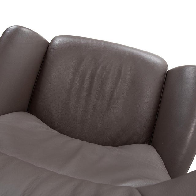 Animal Skin Model 8115 Armchairs and Ottoman in Grey Taupe Leather and Chrome, from Joop, Set of 2 For Sale - Image 7 of 18