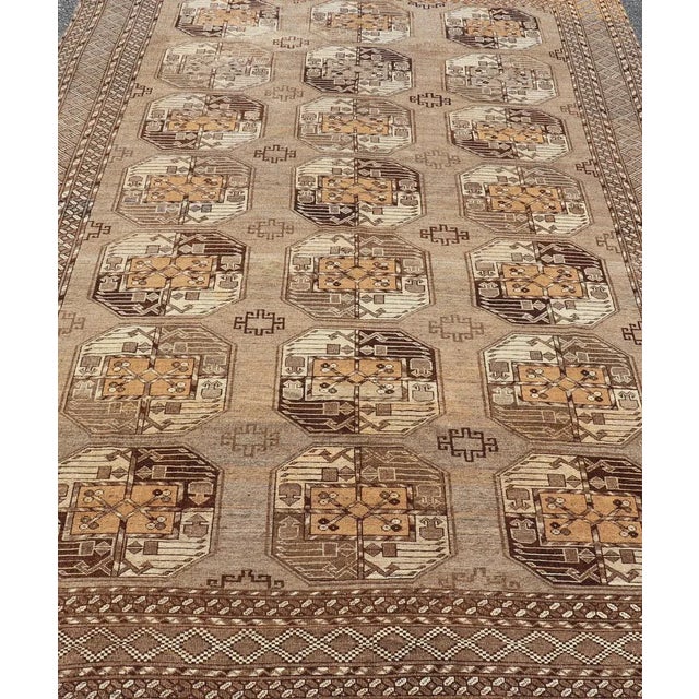 Hand-Knotted wool Turkomen Ersari Rug with Repeating Sub-Geometric Gul Design, Keivan Woven Arts; rug EMB-9646-P13546,...