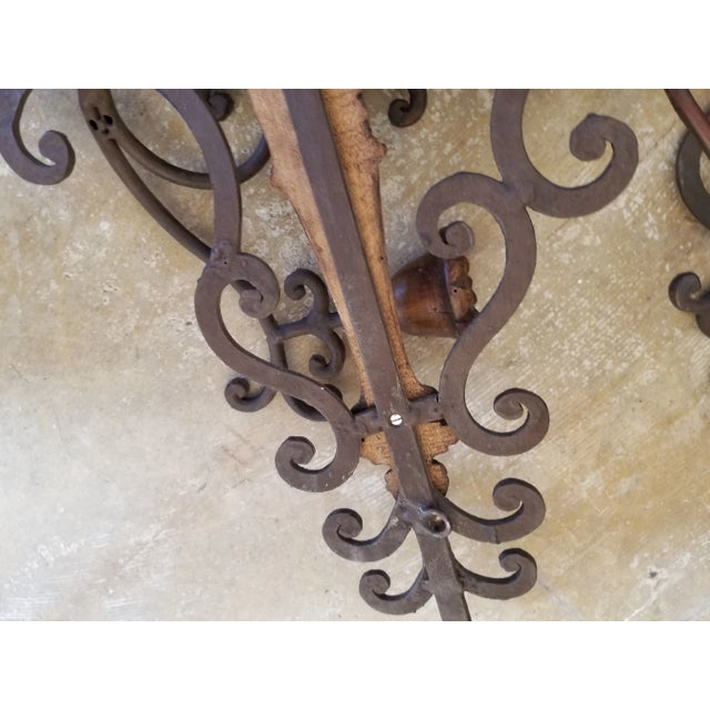 1970s Horizontal Iron Wall Sconces - A Pair For Sale In San Antonio - Image 6 of 12