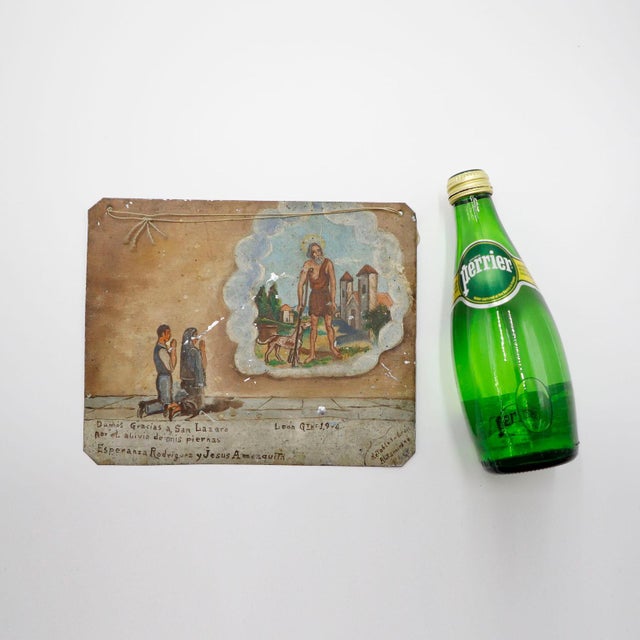 1970s Original Mexican Retablo "Exvotos" Oil on Tin For Sale - Image 4 of 4