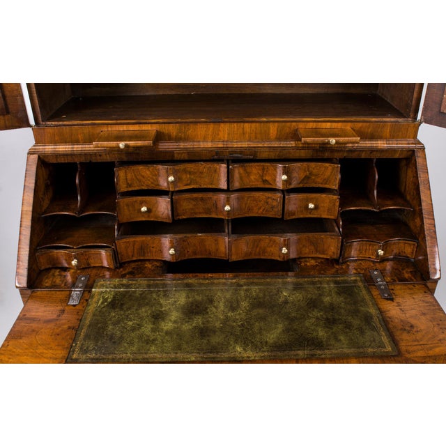 Antique Queen Anne Double Dome Burr Walnut Bureau Bookcase, 18th Century For Sale - Image 14 of 18