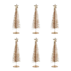 Treasure Mountain Christmas Trees, Gold, Set of 6, 10"