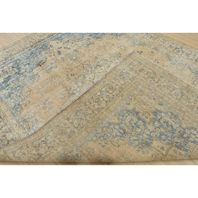 Tabriz Rug 9’4” X 12’3” Pink Wool Vintage Distressed Hand-Knotted Carpet For Sale - Image 14 of 15