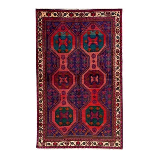 1960s Multicolor Vintage Heriz Wool Rug With Allover Design For Sale