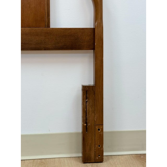 United Furniture MCM Solid Walnut Queen Headboard Vintage Solid Wood Piece For Sale - Image 11 of 12