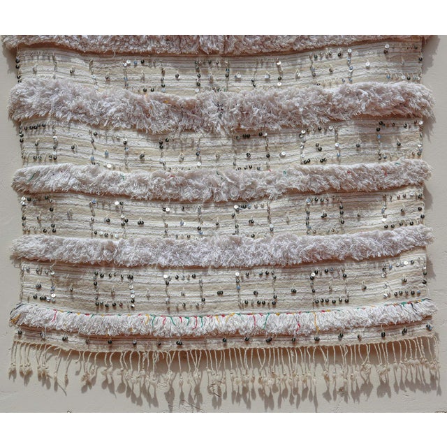 Textile Vintage Moroccan Berber Shawl, Handwoven Wool, 1950s Bohemian Style For Sale - Image 7 of 18