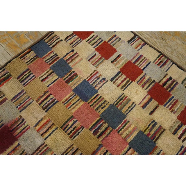 Wonderful Multi Color With Unique Symmetrical Design Antique American Hooked Rug For Sale - Image 11 of 12