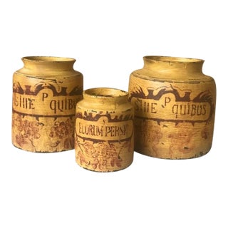 Vintage Wooden Apothecary Jars- Set of 3 For Sale