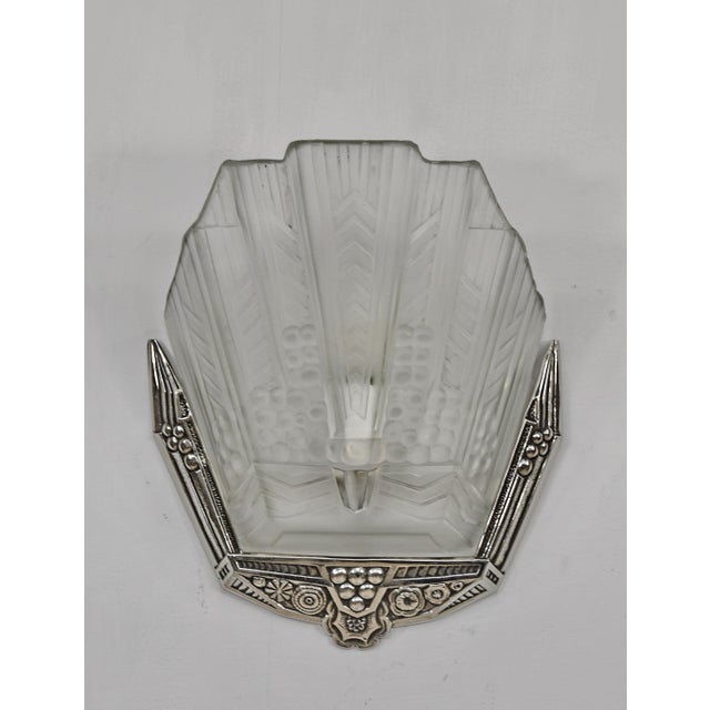 Metal French Art Deco Wall Sconces by Les Etablissements Jean Gauthier Ejg 1930 France - A Pair For Sale - Image 7 of 12