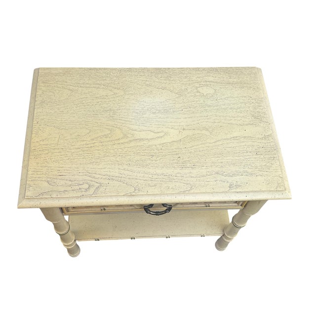 Chinoiserie Late 20th Century Faux Bamboo Chinoiserie End Table / Night Stand For Sale - Image 3 of 17