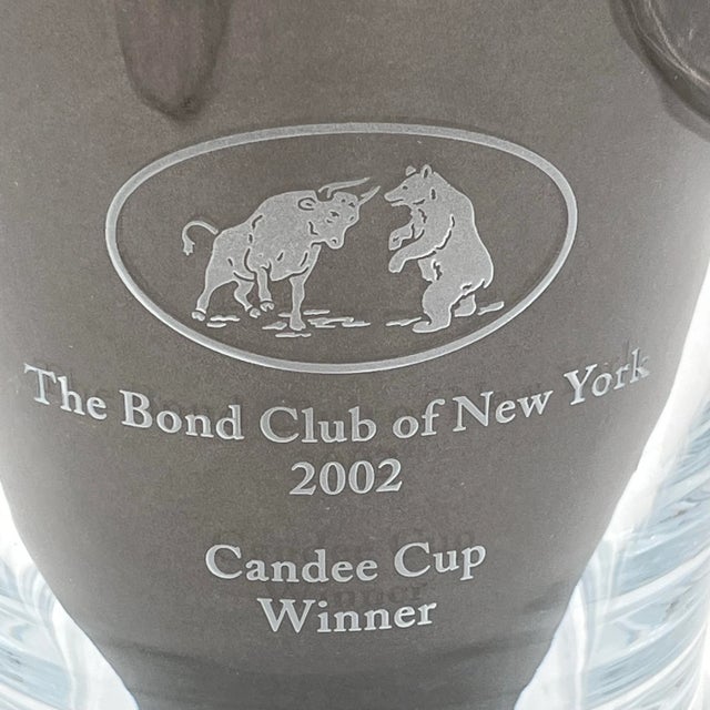 2000 - 2009 Vintage Hand Blown Crystal Ice Bucket Bull and Bear Ny Bond Club Trophy For Sale - Image 5 of 9