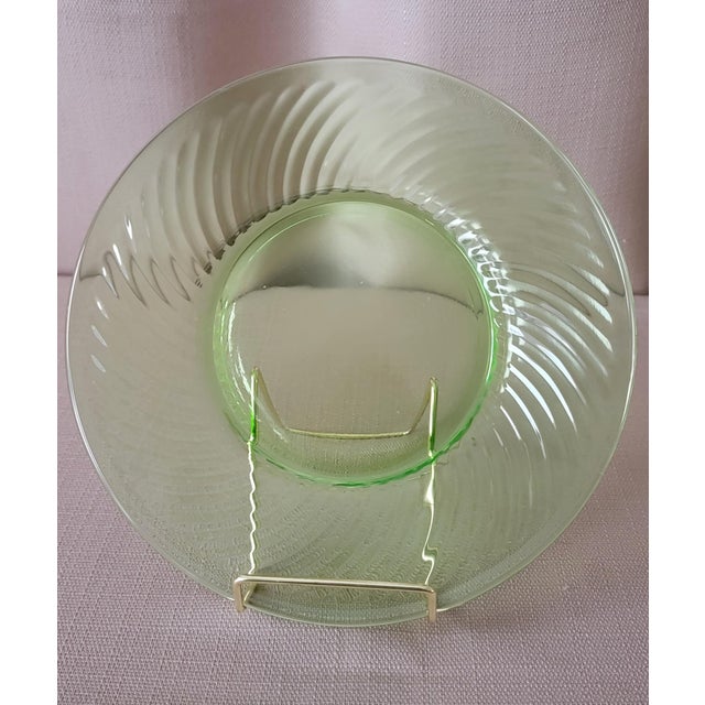 Transparent Green Uranium Glass Salad Plates Set of 6 Early 20th Century For Sale - Image 10 of 18