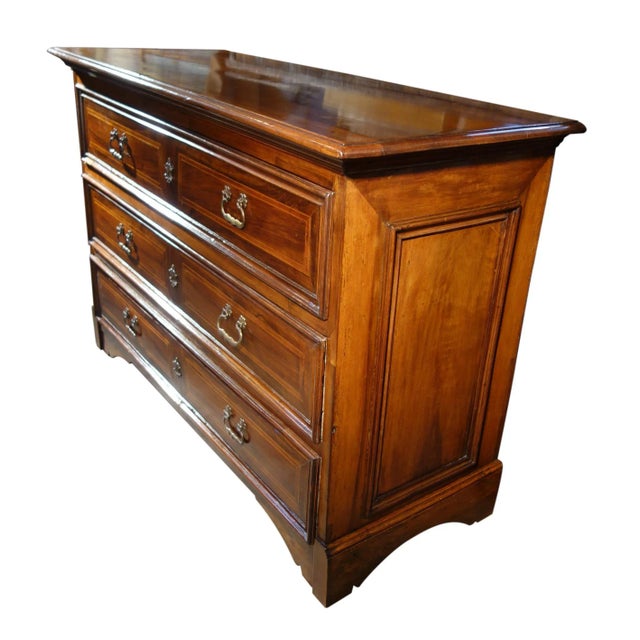 Early 18th Century Italian Louis XIV Walnut Dresser with Fruitwood Inlay & Brass For Sale - Image 11 of 12