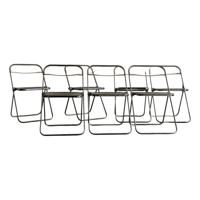 Plia Chairs by Giancarlo Piretti for Castelli, 1970s, Set of 7 For Sale