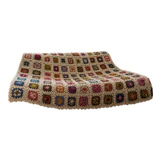 Vintage Hand-Crocheted Afghan For Sale