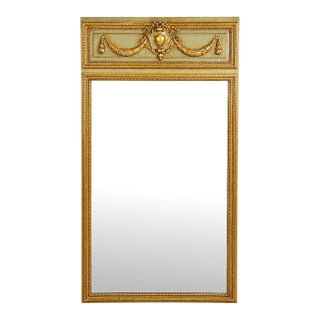 Antique French Louis XVI-Style Gilt-Wood Painted Pier Mirror, Late 19th Century For Sale