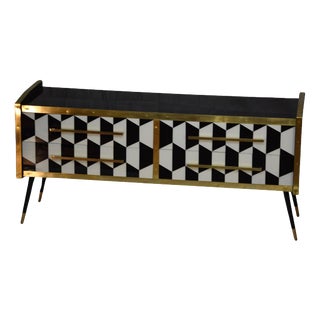 Italian Sideboard with Handmade Artistic Glass from Justfurnituress SRL For Sale