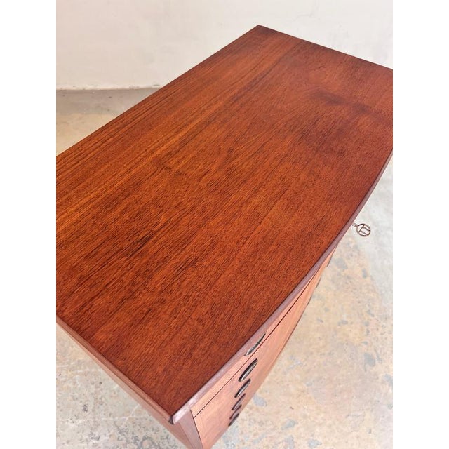Danish Semi-Circular Teak Chest of Drawers with Round Handles and Lock For Sale - Image 5 of 11