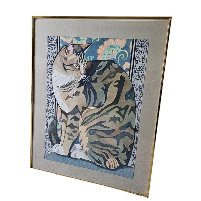 This Connie Segall Cat Original Watercolor Signed Art is a unique, eye-catching piece. The artist's signature adds...